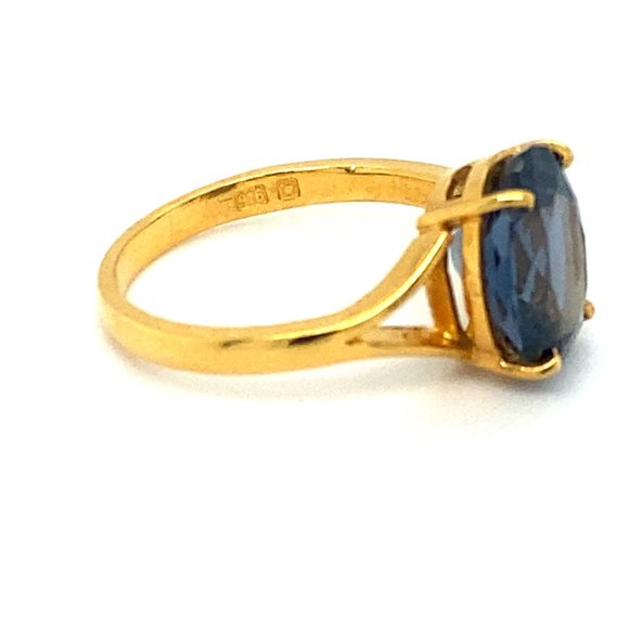 Certified Blue Spinel 5.04ct Solid 22K Gold Ring - Picture 4 of 8